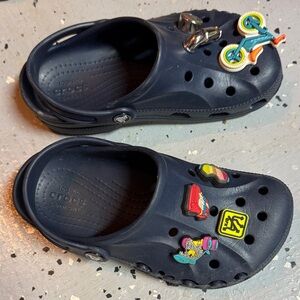 CROCS Kids Navy Blue Classic Clog with Colorful Jibbitz Charms